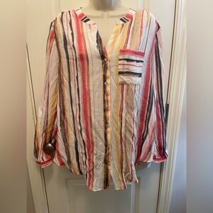 NWT Striped Button-Up Blouse